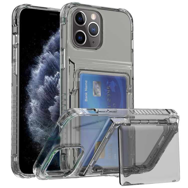 Custodia per telefono con slot per schede flip trasparente, For iPhone 13 Pro Max, For iPhone 13 Pro, For iPhone 13, For iPhone 12 / 12 Pro, For iPhone 12 Pro Max, For iPhone 11 Pro Max, For iPhone 11, For iPhone 11 Pro