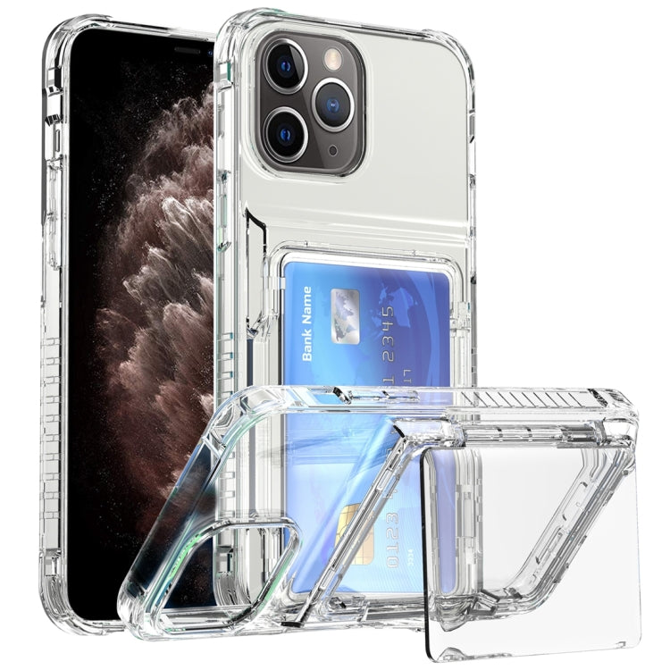 Custodia per telefono con slot per schede flip trasparente, For iPhone 13 Pro Max, For iPhone 13 Pro, For iPhone 13, For iPhone 12 / 12 Pro, For iPhone 12 Pro Max, For iPhone 11 Pro Max, For iPhone 11, For iPhone 11 Pro