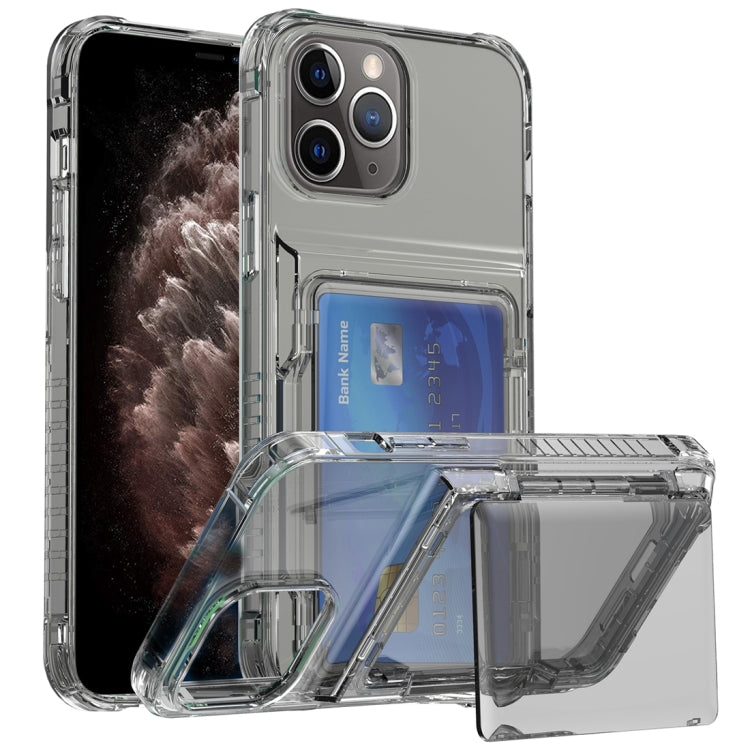 Custodia per telefono con slot per schede flip trasparente, For iPhone 13 Pro Max, For iPhone 13 Pro, For iPhone 13, For iPhone 12 / 12 Pro, For iPhone 12 Pro Max, For iPhone 11 Pro Max, For iPhone 11, For iPhone 11 Pro