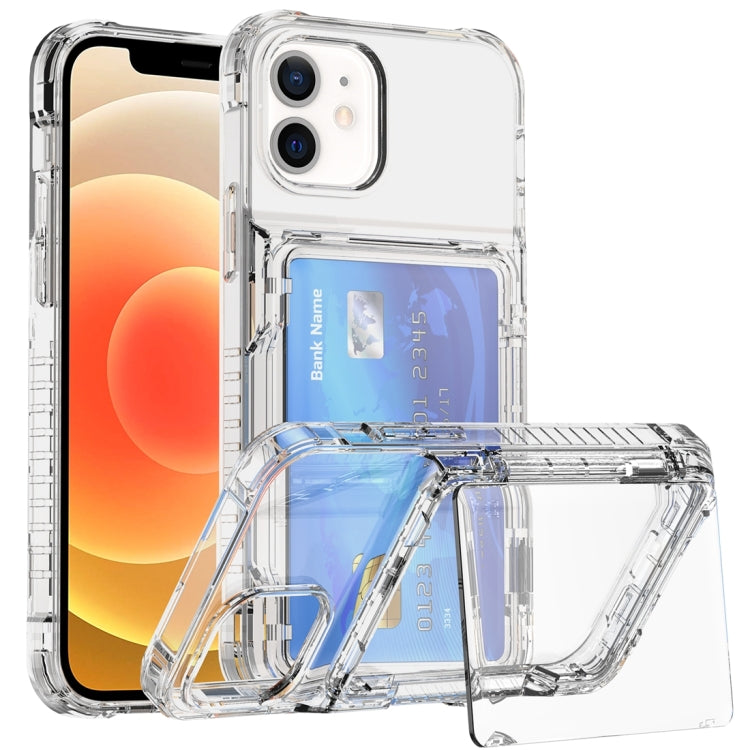 Custodia per telefono con slot per schede flip trasparente, For iPhone 13 Pro Max, For iPhone 13 Pro, For iPhone 13, For iPhone 12 / 12 Pro, For iPhone 12 Pro Max, For iPhone 11 Pro Max, For iPhone 11, For iPhone 11 Pro