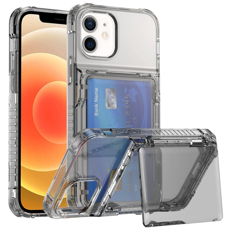 Custodia per telefono con slot per schede flip trasparente, For iPhone 13 Pro Max, For iPhone 13 Pro, For iPhone 13, For iPhone 12 / 12 Pro, For iPhone 12 Pro Max, For iPhone 11 Pro Max, For iPhone 11, For iPhone 11 Pro