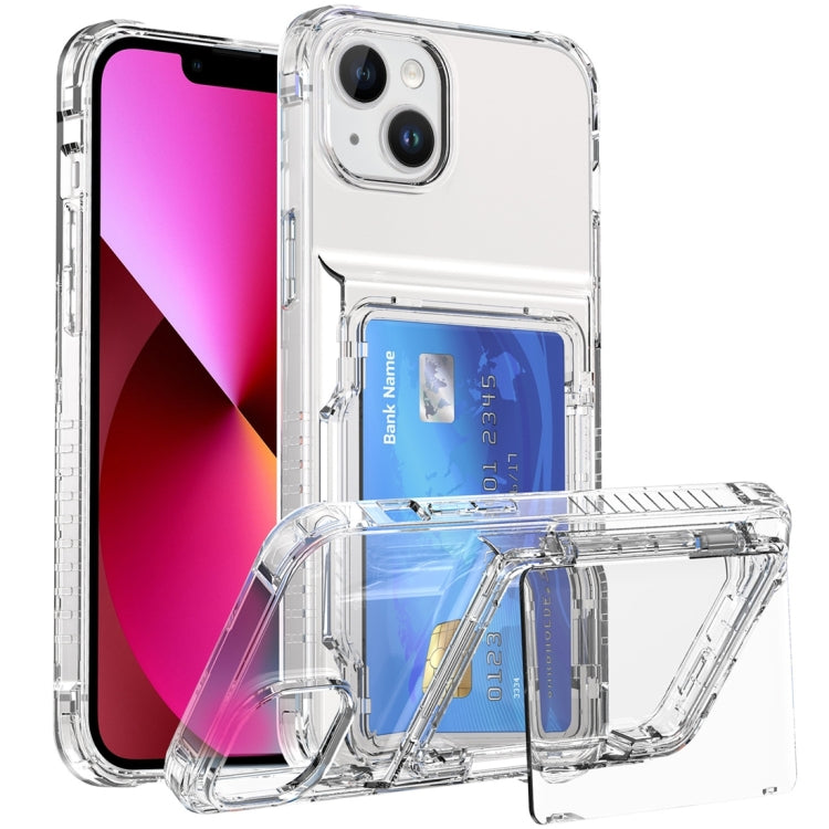 Custodia per telefono con slot per schede flip trasparente, For iPhone 13 Pro Max, For iPhone 13 Pro, For iPhone 13, For iPhone 12 / 12 Pro, For iPhone 12 Pro Max, For iPhone 11 Pro Max, For iPhone 11, For iPhone 11 Pro