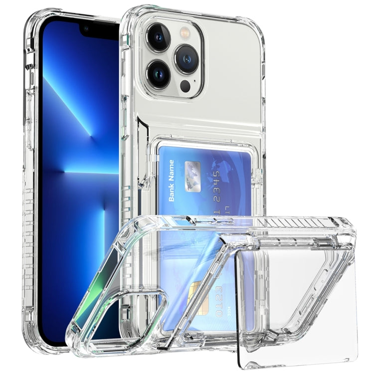 Custodia per telefono con slot per schede flip trasparente, For iPhone 13 Pro Max, For iPhone 13 Pro, For iPhone 13, For iPhone 12 / 12 Pro, For iPhone 12 Pro Max, For iPhone 11 Pro Max, For iPhone 11, For iPhone 11 Pro