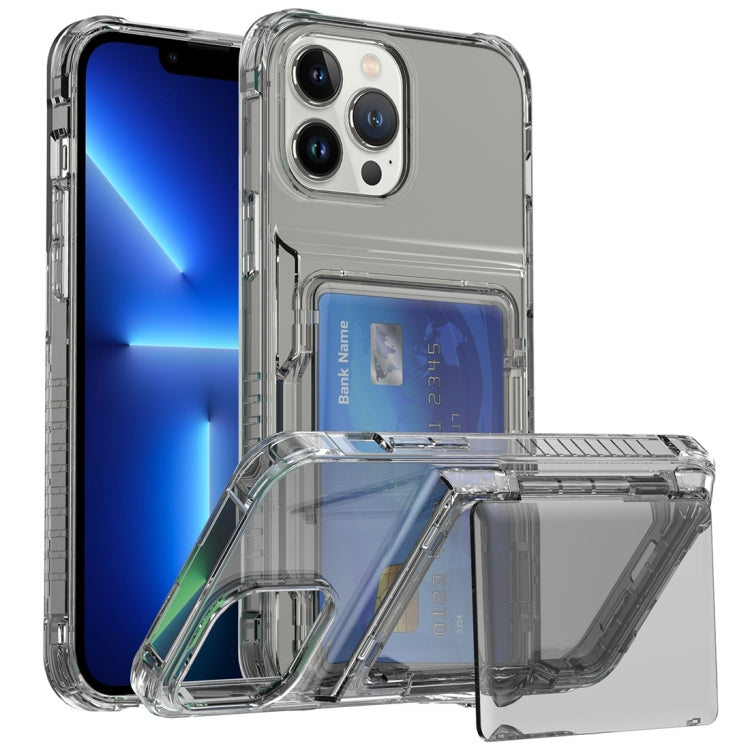 Custodia per telefono con slot per schede flip trasparente, For iPhone 13 Pro Max, For iPhone 13 Pro, For iPhone 13, For iPhone 12 / 12 Pro, For iPhone 12 Pro Max, For iPhone 11 Pro Max, For iPhone 11, For iPhone 11 Pro