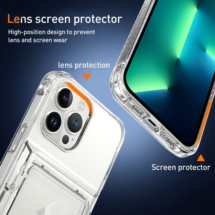 Custodia per telefono con slot per schede flip trasparente, For iPhone 13 Pro Max, For iPhone 13 Pro, For iPhone 13, For iPhone 12 / 12 Pro, For iPhone 12 Pro Max, For iPhone 11 Pro Max, For iPhone 11, For iPhone 11 Pro