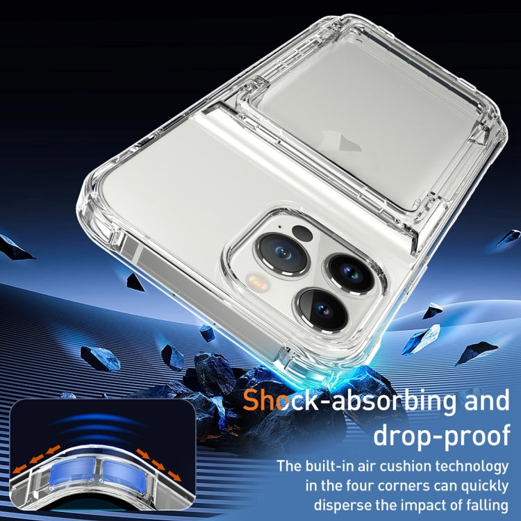 Custodia per telefono con slot per schede flip trasparente, For iPhone 13 Pro Max, For iPhone 13 Pro, For iPhone 13, For iPhone 12 / 12 Pro, For iPhone 12 Pro Max, For iPhone 11 Pro Max, For iPhone 11, For iPhone 11 Pro