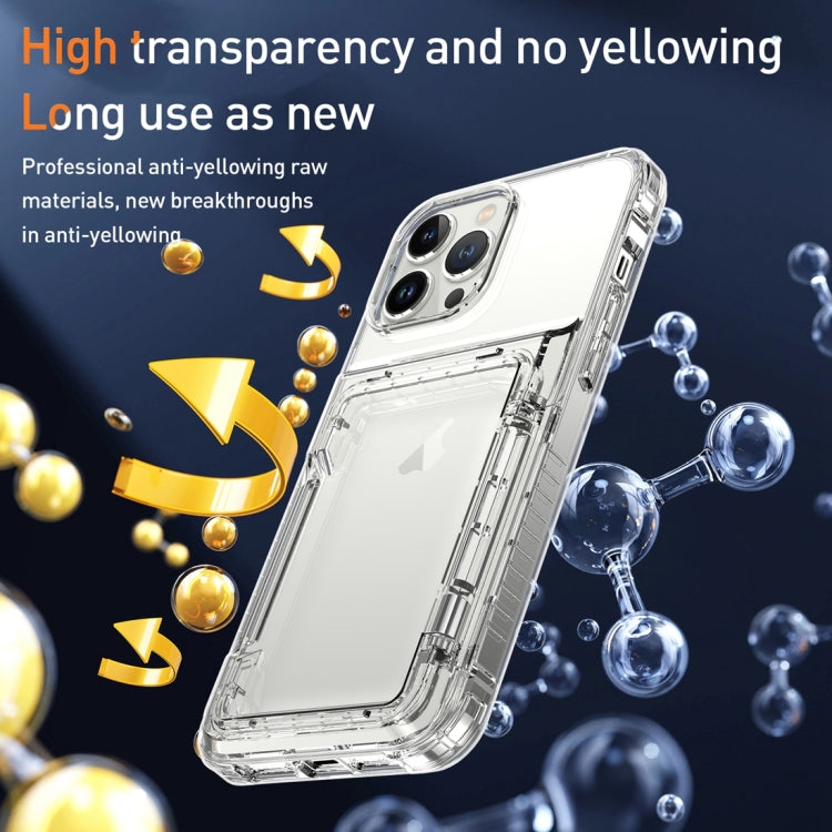 Custodia per telefono con slot per schede flip trasparente, For iPhone 13 Pro Max, For iPhone 13 Pro, For iPhone 13, For iPhone 12 / 12 Pro, For iPhone 12 Pro Max, For iPhone 11 Pro Max, For iPhone 11, For iPhone 11 Pro