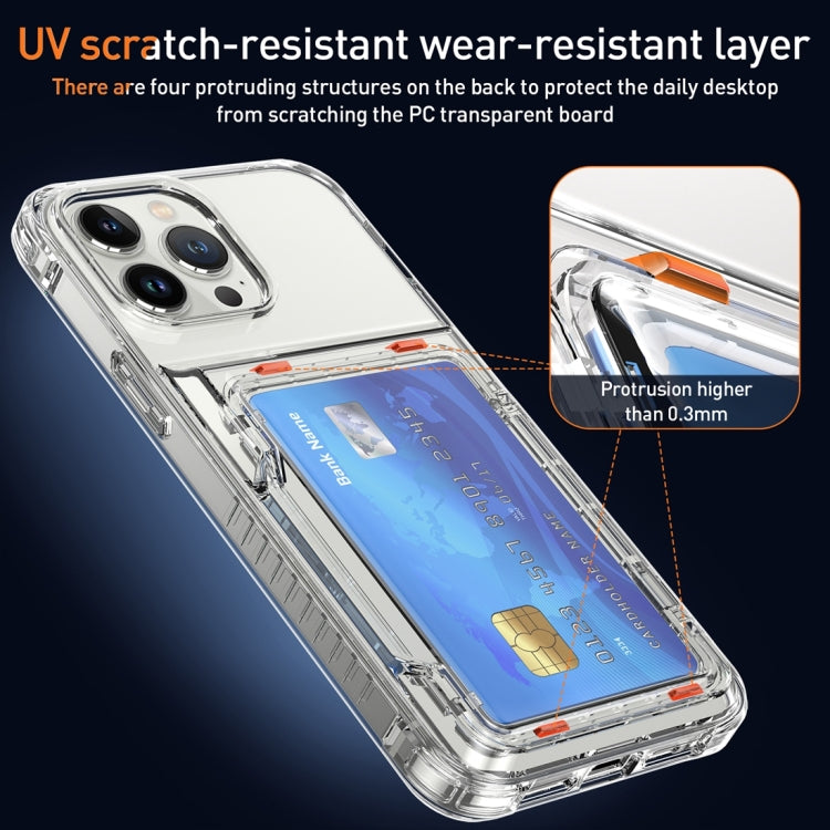 Custodia per telefono con slot per schede flip trasparente, For iPhone 13 Pro Max, For iPhone 13 Pro, For iPhone 13, For iPhone 12 / 12 Pro, For iPhone 12 Pro Max, For iPhone 11 Pro Max, For iPhone 11, For iPhone 11 Pro