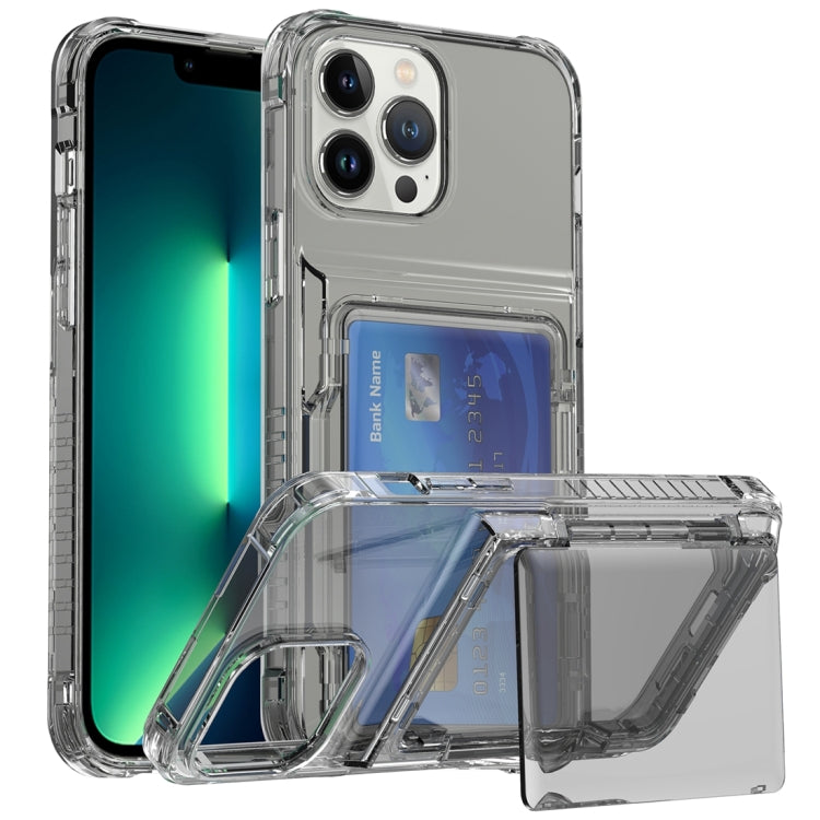 Custodia per telefono con slot per schede flip trasparente, For iPhone 13 Pro Max, For iPhone 13 Pro, For iPhone 13, For iPhone 12 / 12 Pro, For iPhone 12 Pro Max, For iPhone 11 Pro Max, For iPhone 11, For iPhone 11 Pro