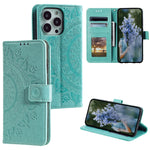 Custodia per telefono in pelle goffrata fiore totem, For iPhone 16, For iPhone 15 Pro Max, For iPhone 15 Pro
