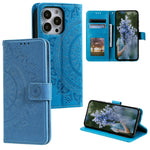 Custodia per telefono in pelle goffrata fiore totem, For iPhone 16, For iPhone 15 Pro Max, For iPhone 15 Pro