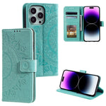 Custodia per telefono in pelle goffrata fiore totem, For iPhone 16 Pro Max, For iPhone 16 Pro, For iPhone 16 Plus