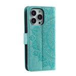 Custodia per telefono in pelle goffrata fiore totem, For iPhone 16 Pro Max, For iPhone 16 Pro, For iPhone 16 Plus