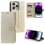 Custodia per telefono in pelle goffrata fiore totem, For iPhone 16 Pro Max, For iPhone 16 Pro, For iPhone 16 Plus