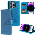 Custodia per telefono in pelle goffrata fiore totem, For iPhone 16 Pro Max, For iPhone 16 Pro, For iPhone 16 Plus
