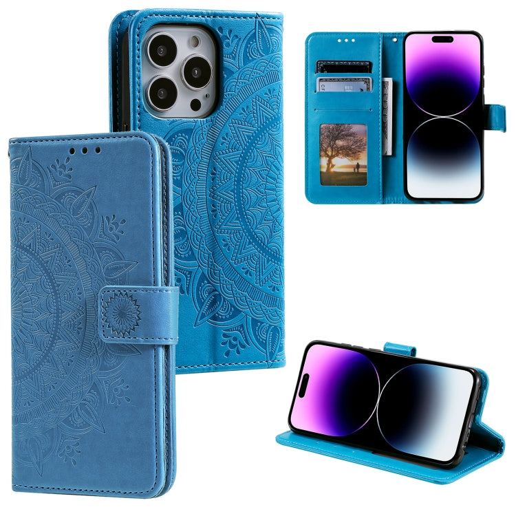 Custodia per telefono in pelle goffrata fiore totem, For iPhone 16 Pro Max, For iPhone 16 Pro, For iPhone 16 Plus