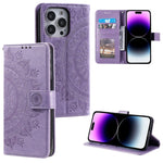 Custodia per telefono in pelle goffrata fiore totem, For iPhone 16 Pro Max, For iPhone 16 Pro, For iPhone 16 Plus