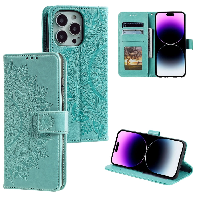 Custodia per telefono in pelle goffrata fiore totem, For iPhone 16 Pro Max, For iPhone 16 Pro, For iPhone 16 Plus