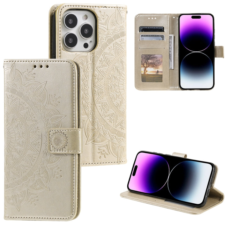 Custodia per telefono in pelle goffrata fiore totem, For iPhone 16 Pro Max, For iPhone 16 Pro, For iPhone 16 Plus