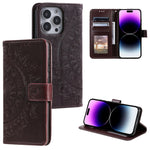 Custodia per telefono in pelle goffrata fiore totem, For iPhone 16 Pro Max, For iPhone 16 Pro, For iPhone 16 Plus