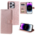 Custodia per telefono in pelle goffrata fiore totem, For iPhone 16 Pro Max, For iPhone 16 Pro, For iPhone 16 Plus