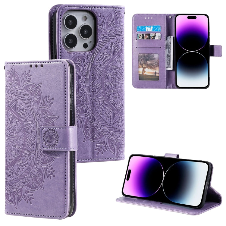 Custodia per telefono in pelle goffrata fiore totem, For iPhone 16 Pro Max, For iPhone 16 Pro, For iPhone 16 Plus