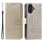 Custodia per telefono in pelle goffrata fiore totem, For iPhone 16 Pro Max, For iPhone 16 Pro, For iPhone 16 Plus
