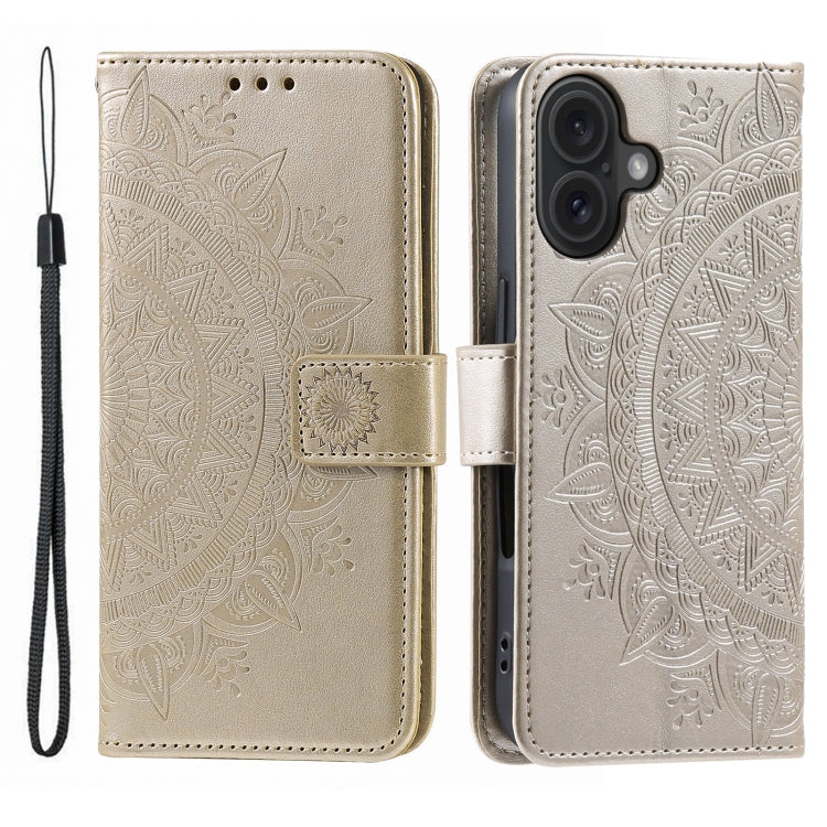 Custodia per telefono in pelle goffrata fiore totem, For iPhone 16 Pro Max, For iPhone 16 Pro, For iPhone 16 Plus