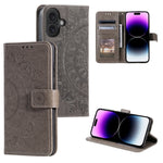 Custodia per telefono in pelle goffrata fiore totem, For iPhone 16 Pro Max, For iPhone 16 Pro, For iPhone 16 Plus