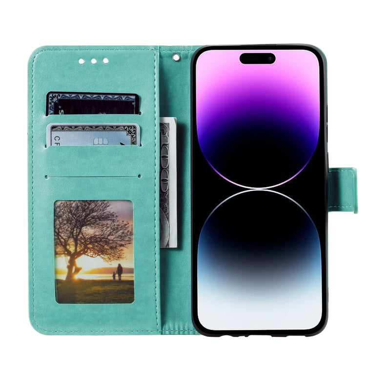 Custodia per telefono in pelle goffrata fiore totem, For iPhone 16, For iPhone 15 Pro Max, For iPhone 15 Pro