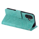Custodia per telefono in pelle goffrata fiore totem, For iPhone 16, For iPhone 15 Pro Max, For iPhone 15 Pro