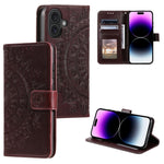 Custodia per telefono in pelle goffrata fiore totem, For iPhone 16, For iPhone 15 Pro Max, For iPhone 15 Pro