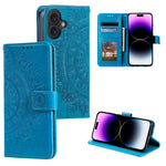 Custodia per telefono in pelle goffrata fiore totem, For iPhone 16, For iPhone 15 Pro Max, For iPhone 15 Pro