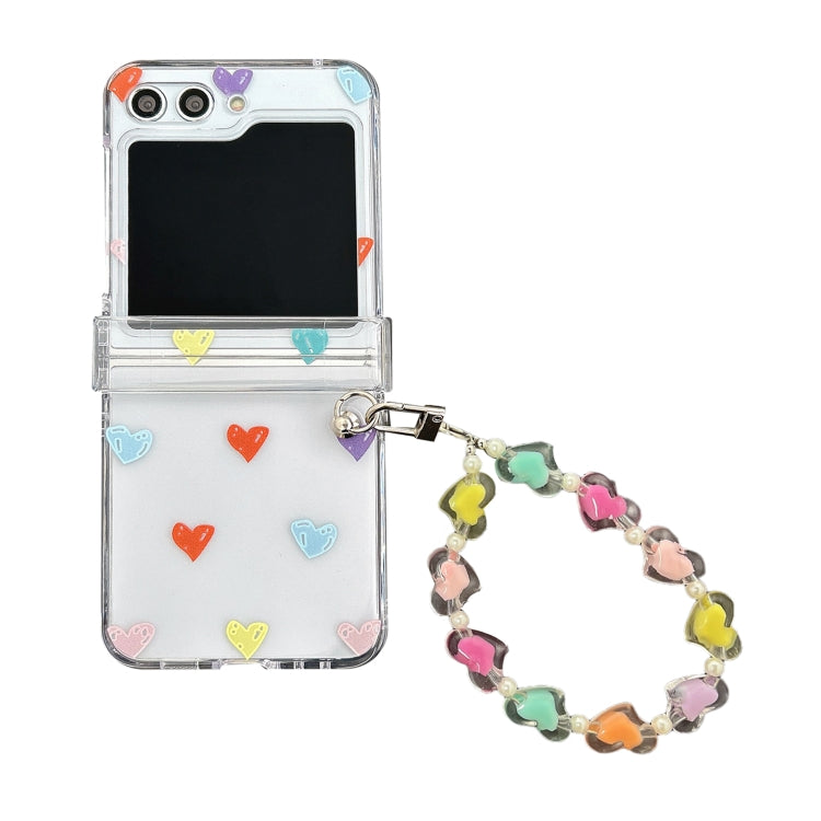 Custodia per telefono pieghevole con cerniera all-inclusive in PC trasparente con cinturino, For Samsung Galaxy Z Flip5