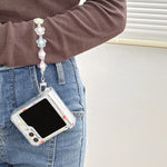 Custodia per telefono pieghevole con cerniera all-inclusive in PC trasparente con cinturino, For Samsung Galaxy Z Flip5