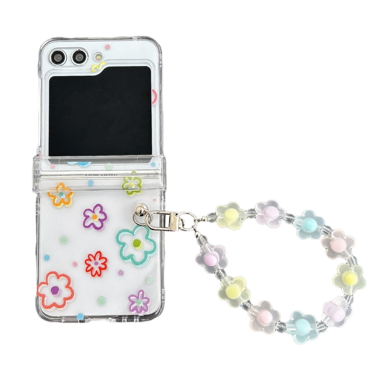 Custodia per telefono pieghevole con cerniera all-inclusive in PC trasparente con cinturino, For Samsung Galaxy Z Flip5