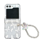Custodia per telefono pieghevole con cerniera all-inclusive in PC trasparente con cinturino, For Samsung Galaxy Z Flip5