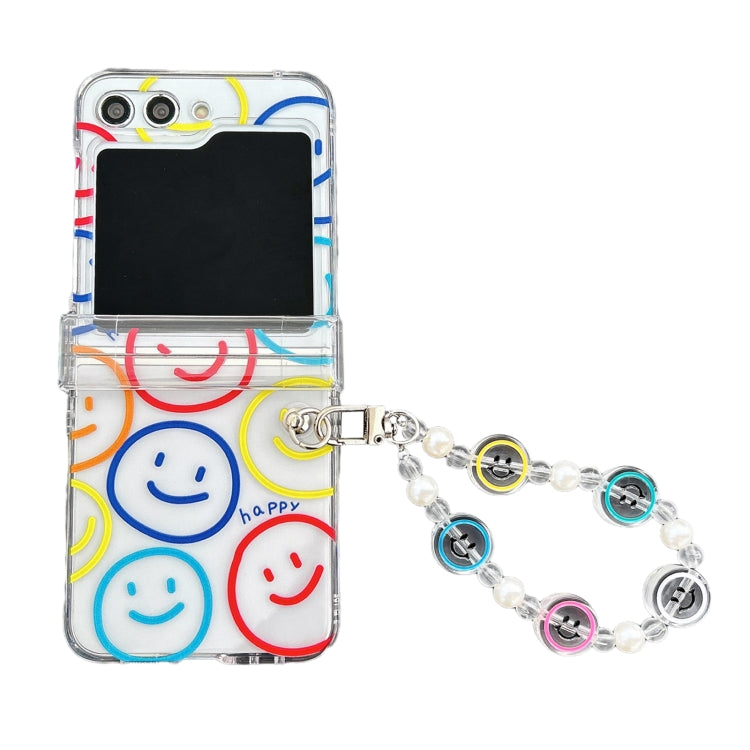 Custodia per telefono pieghevole con cerniera all-inclusive in PC trasparente con cinturino, For Samsung Galaxy Z Flip5