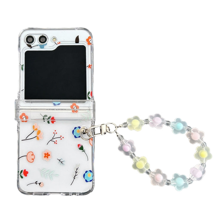 Custodia per telefono pieghevole con cerniera all-inclusive in PC trasparente con cinturino, For Samsung Galaxy Z Flip5