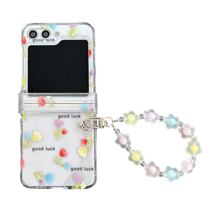 Custodia per telefono pieghevole con cerniera all-inclusive in PC trasparente con cinturino, For Samsung Galaxy Z Flip5