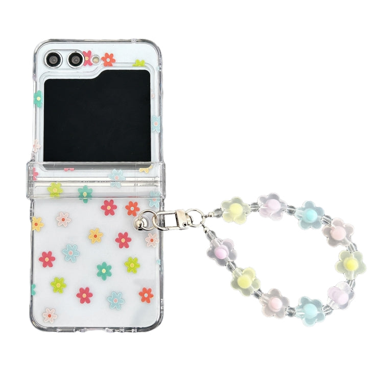 Custodia per telefono pieghevole con cerniera all-inclusive in PC trasparente con cinturino, For Samsung Galaxy Z Flip5