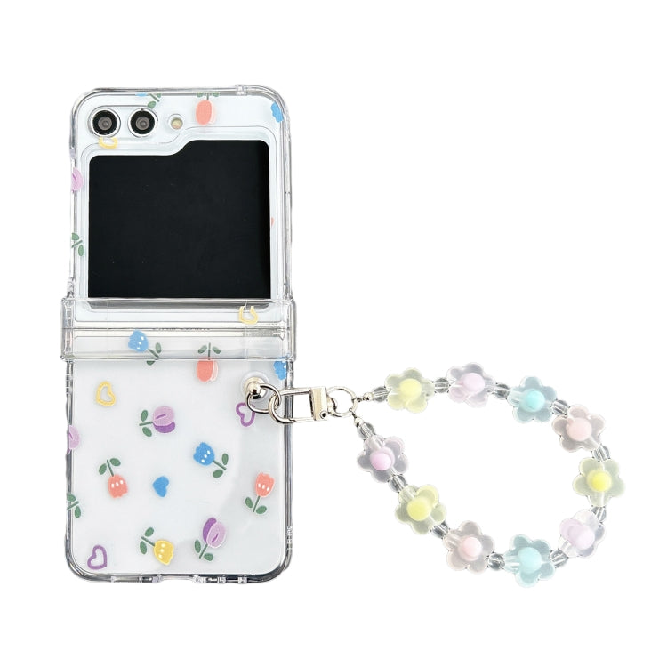 Custodia per telefono pieghevole con cerniera all-inclusive in PC trasparente con cinturino, For Samsung Galaxy Z Flip5