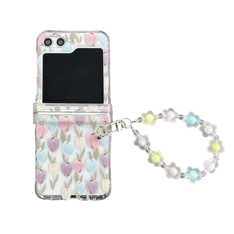 Custodia per telefono pieghevole con cerniera all-inclusive in PC trasparente con cinturino, For Samsung Galaxy Z Flip5