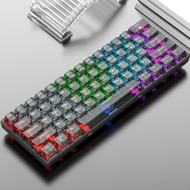 XUNFOX K30 Tastiera meccanica cablata nera a 61 tasti trasparente, K30
