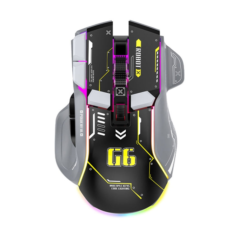 Mouse da gioco wireless HXSJ G6 10 tasti RGB 12800 DPI Tri-mode