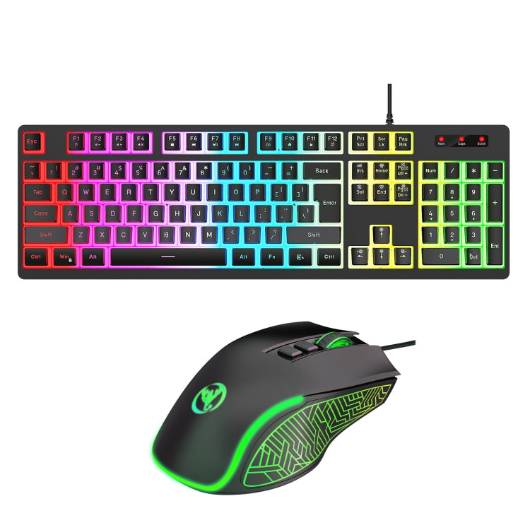 HXSJ L200+X100 set tastiera e mouse retroilluminati RGB cablati 104 copritasti Pudding + mouse 3600 DPI, L200+X100