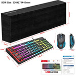 HXSJ L200+X100 set tastiera e mouse retroilluminati RGB cablati 104 copritasti Pudding + mouse 3600 DPI, L200+X100