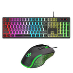 HXSJ L200+X100 set tastiera e mouse retroilluminati RGB cablati 104 copritasti Pudding + mouse 3600 DPI, L200+X100