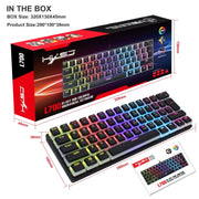 HXSJ L700 Tastiera meccanica RGB cablata 61 copritasti Pudding, L700