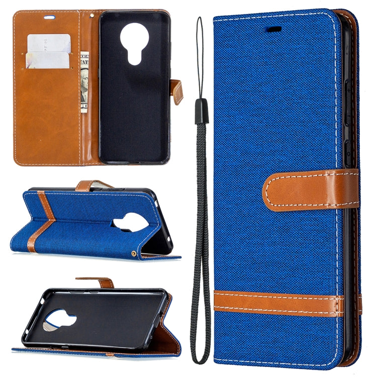 Custodia in pelle a libro orizzontale con struttura in denim con supporto e slot per carte, portafoglio e cordino, For Nokia 5.3, For Xiaomi Redmi Note 9